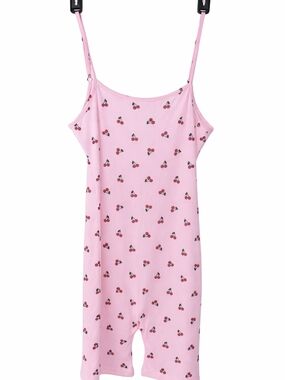 Women's Pink Cherry Print Slip Romper